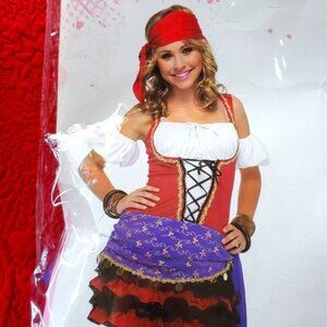 Crystal ball gypsy costume junior medium JUST dress NO headscarf NO arm puffs